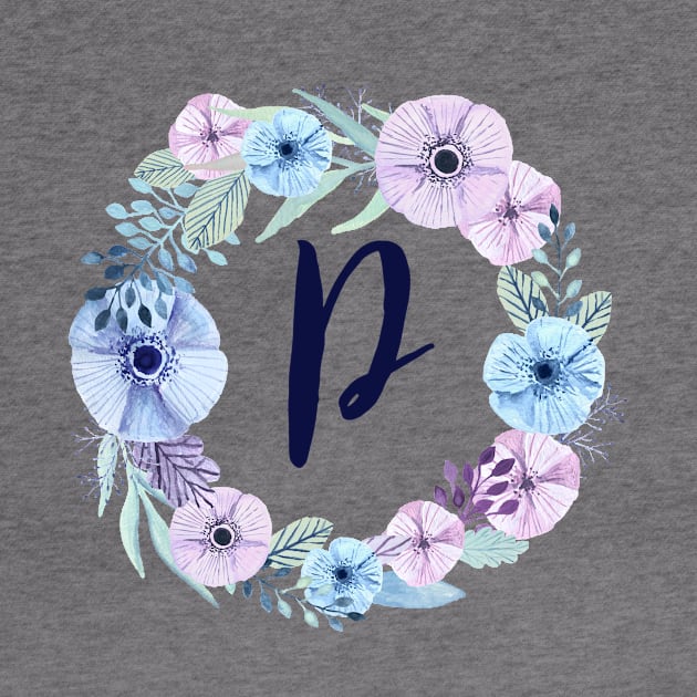 Floral Monogram P Icy Winter Blossoms by floralmonogram